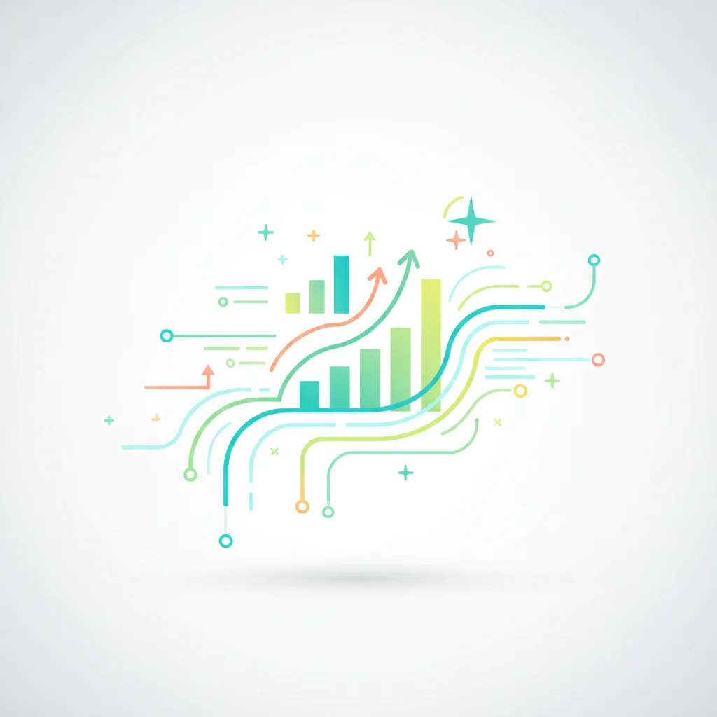 A stylized, clean, and modern graphic representing digital marketing success in healthcare, with abstract data flowing, charts showing upward trends, and subtle medical iconography (like a cross or heartbeat line) integrated into a sleek, professional interface. Focus on growth and efficiency. No text, no competitors, no low-lighting, no emergency room chaos. Bright, optimistic colors.
