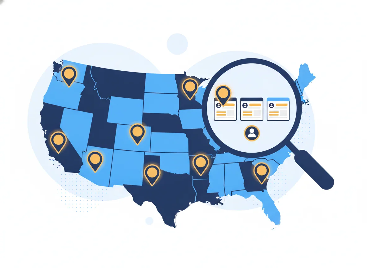 A US map with pins marking the metro markets ITZ Digital serves